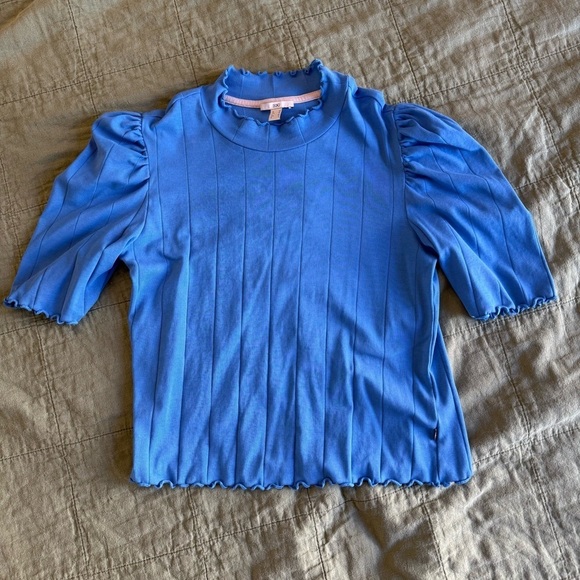 Edc Tops - EDC by Esprit | women's small Blue Short Sleeve Women's Top with ruffles